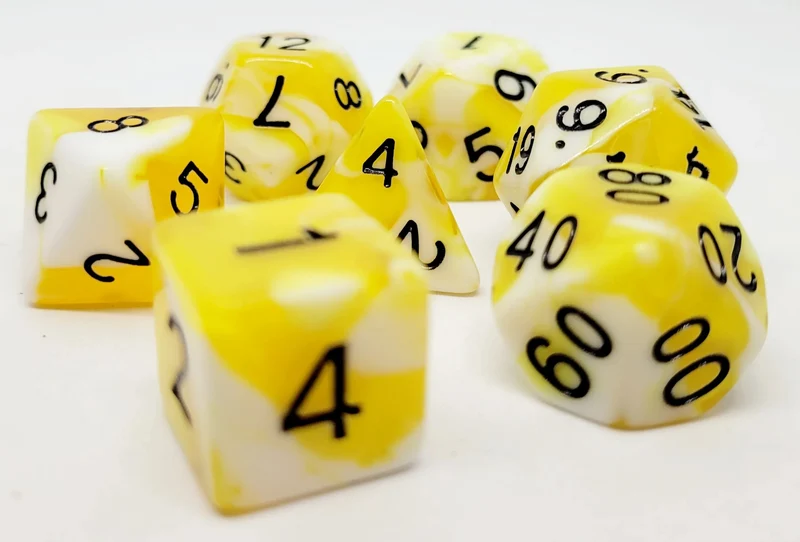 7-teiliges RPG Würfelset Mehrfarbig: Racing Yellow/White