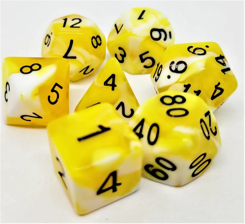 7-teiliges RPG Würfelset Mehrfarbig: Racing Yellow/White