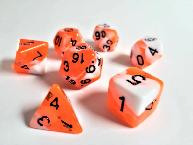 7-teiliges RPG Würfelset Mehrfarbig: Racing Orange/White