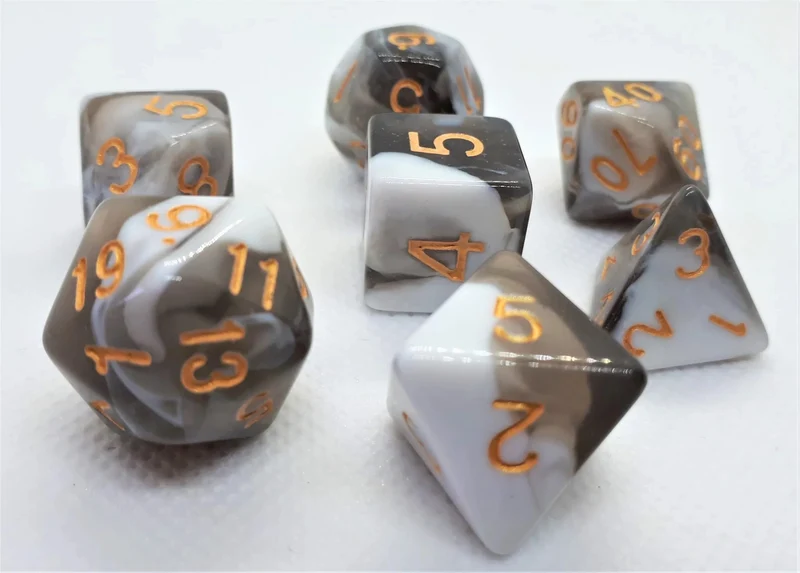7-teiliges RPG Würfelset Mehrfarbig: Racing Black/White