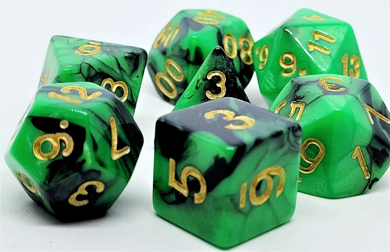 7-teiliges RPG Würfelset Mehrfarbig: Racing Green/Black