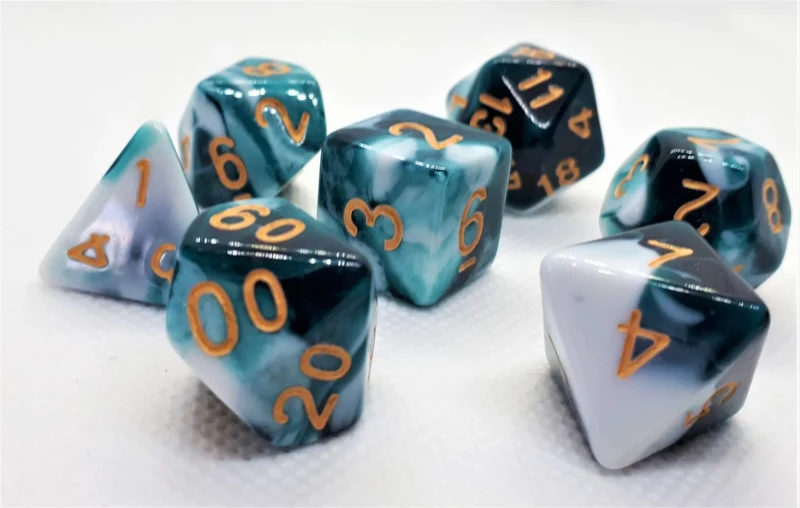 7-teiliges RPG Würfelset Mehrfarbig: Racing Petrol/White