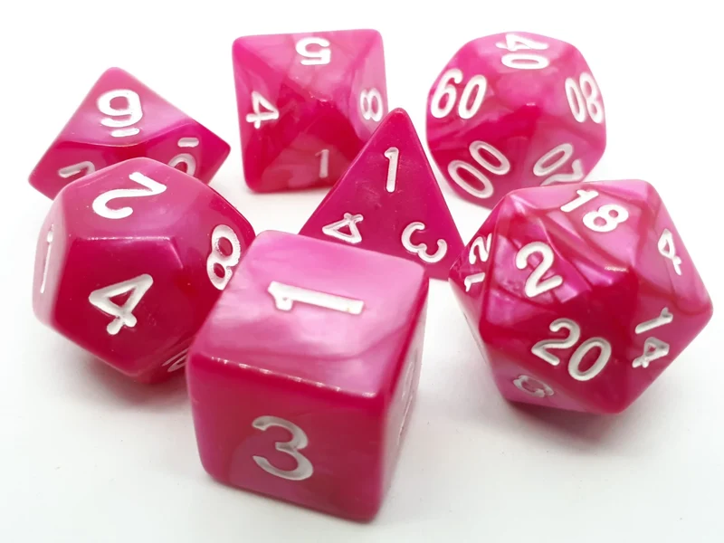 7-teiliges RPG Würfelset Pearl: Pink/White
