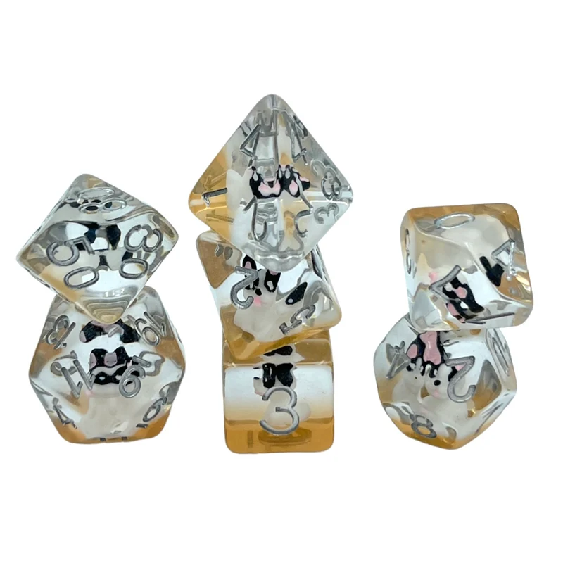 7-teiliges RPG Würfelset Transparent: Little Dog