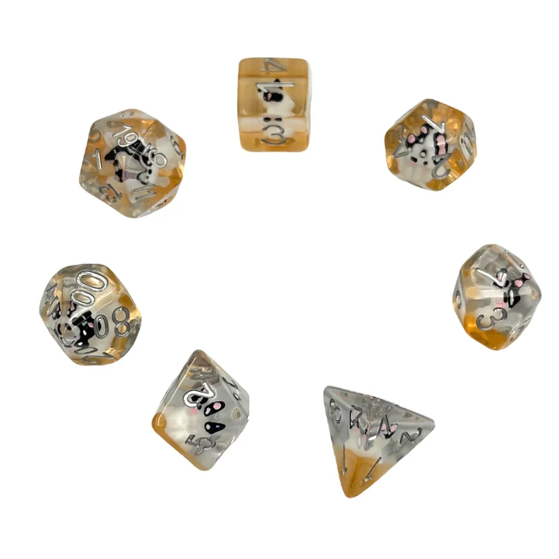 7-teiliges RPG Würfelset Transparent: Little Dog