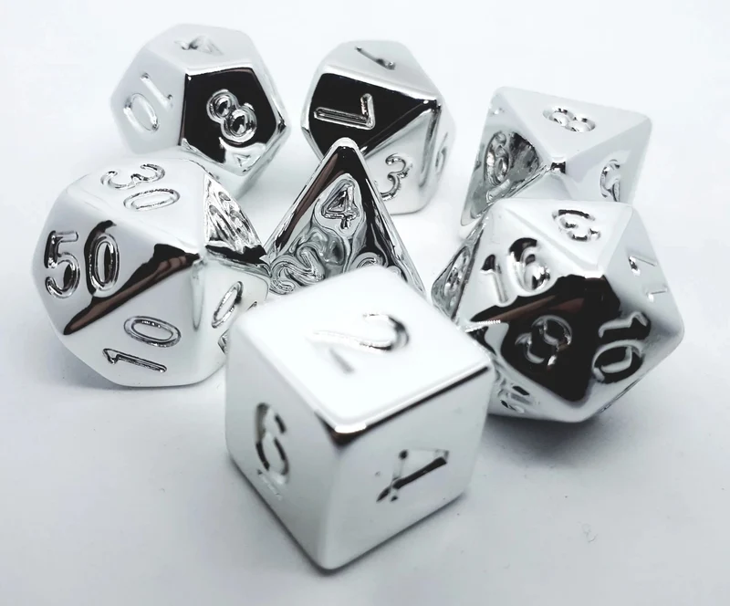 7-teiliges RPG Würfelset Plated: Shiny Silver