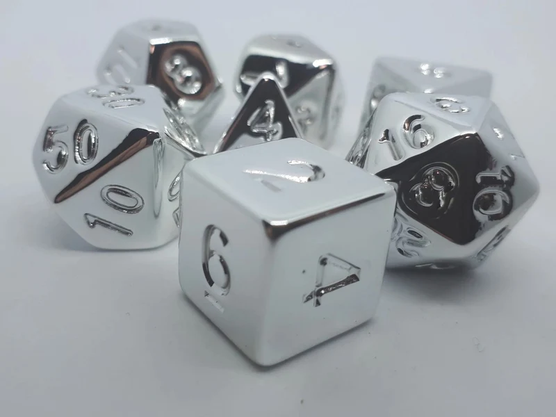 7-teiliges RPG Würfelset Plated: Shiny Silver