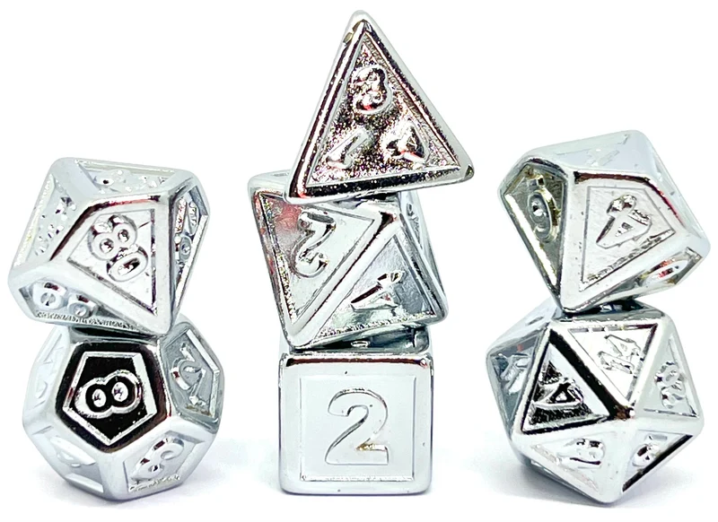 7-teiliges RPG Würfelset Plated: Embossed Silver