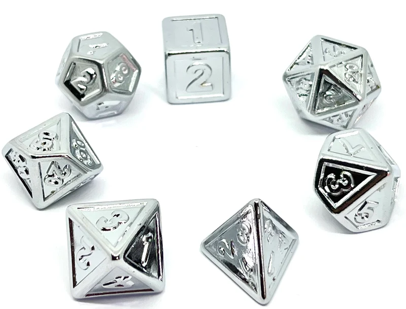 7-teiliges RPG Würfelset Plated: Embossed Silver