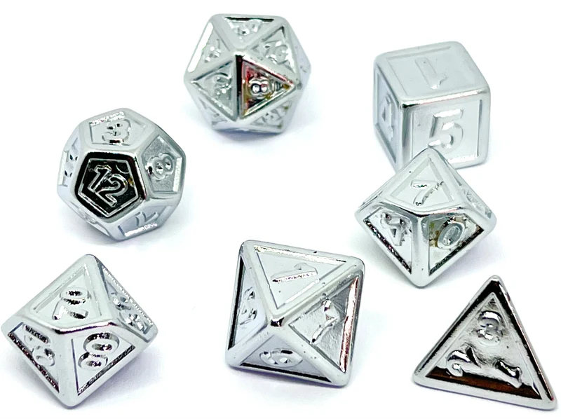 7-teiliges RPG Würfelset Plated: Embossed Silver