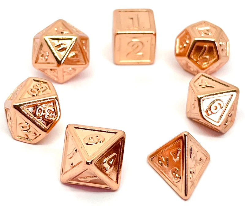 7-teiliges RPG Würfelset Plated: Embossed Copper