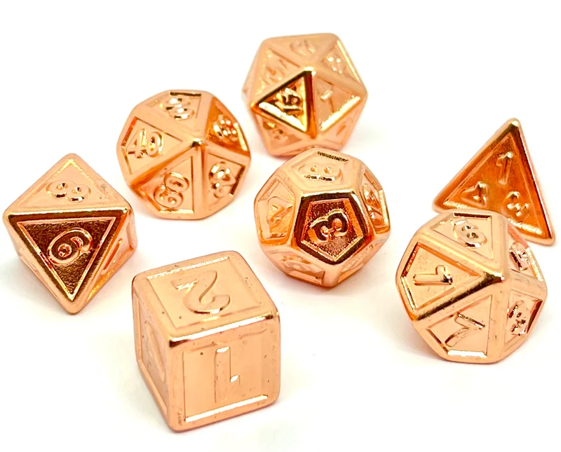 7-teiliges RPG Würfelset Plated: Embossed Copper