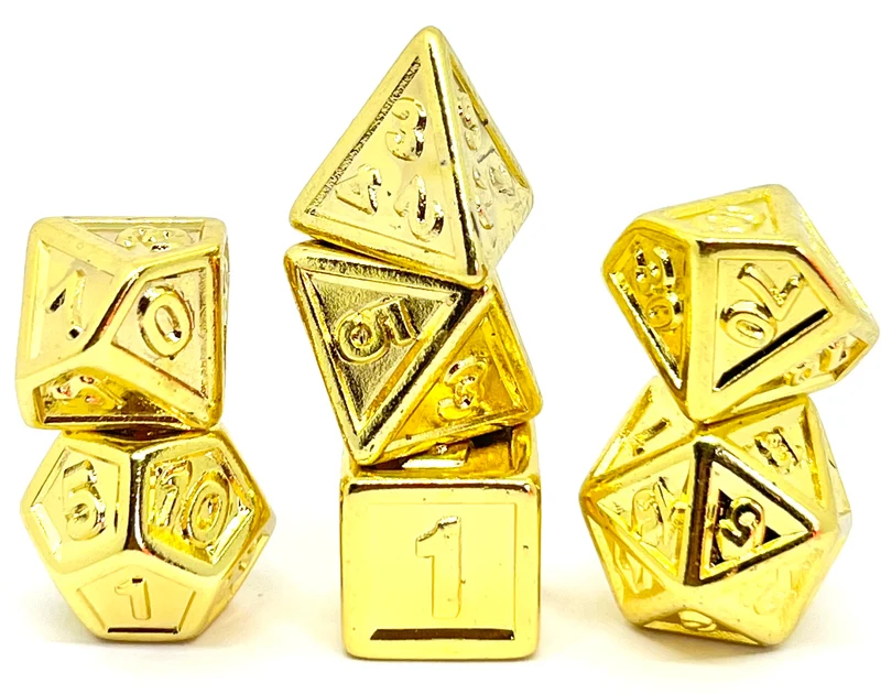 7-teiliges RPG Würfelset Plated: Embossed Gold