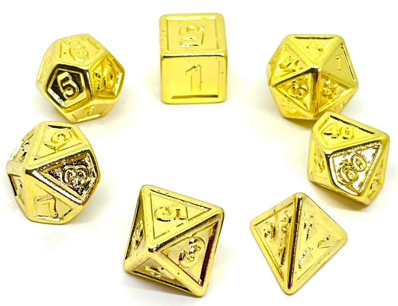 7-teiliges RPG Würfelset Plated: Embossed Gold