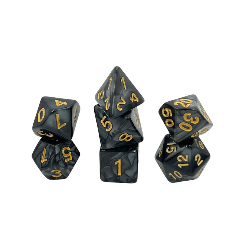 7-teiliges RPG Würfelset Pearl: Black/Gold