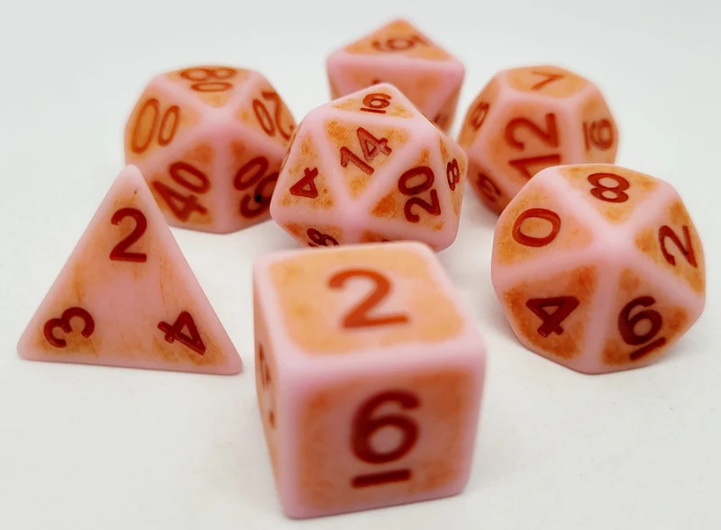 7-teiliges RPG Würfelset Ancient: Rosy Cheeks
