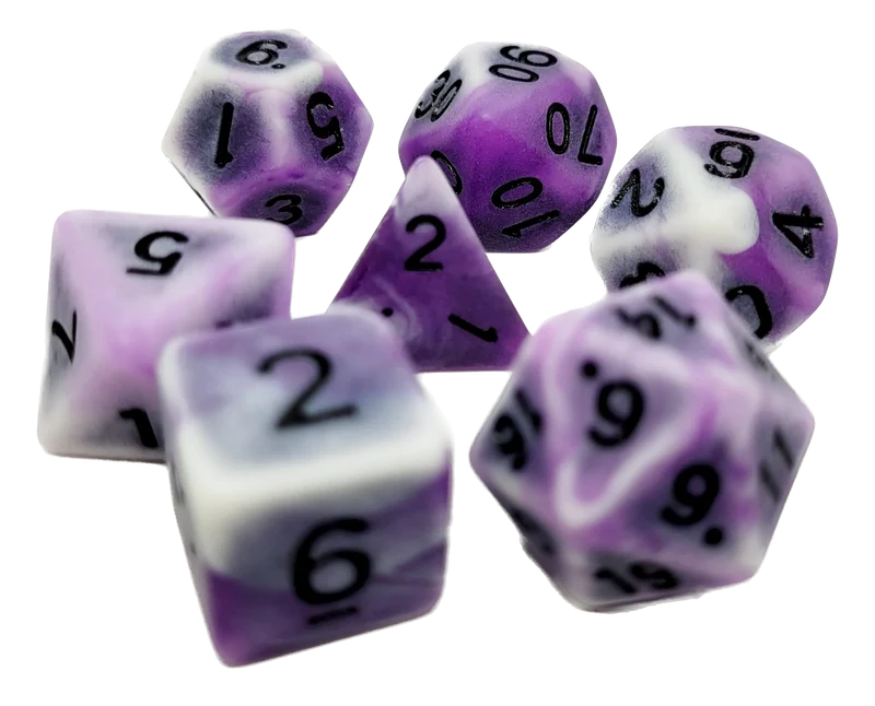 7-teiliges RPG Würfelset Ancient: Purple Rock