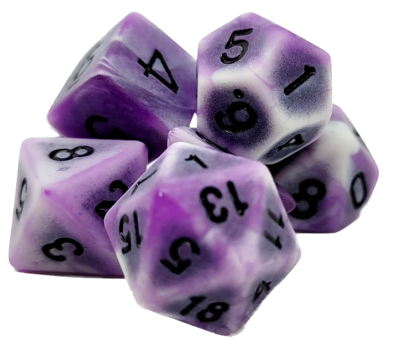 7-teiliges RPG Würfelset Ancient: Purple Rock
