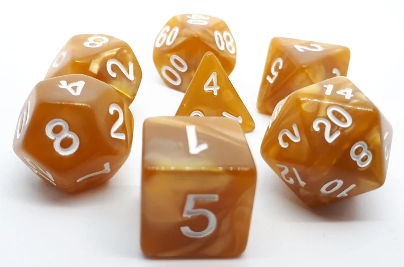 7-teiliges RPG Würfelset Pearl: Toffee