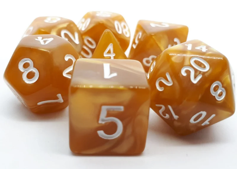 7-teiliges RPG Würfelset Pearl: Toffee