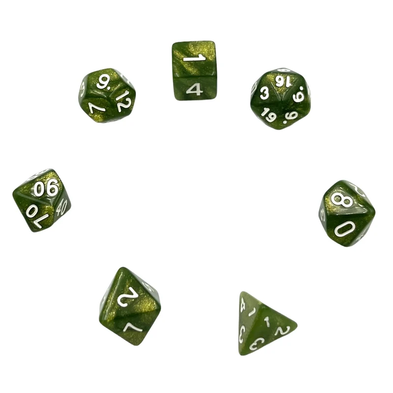 7-teiliges RPG Würfelset Galaxy: Lightgreen Powder