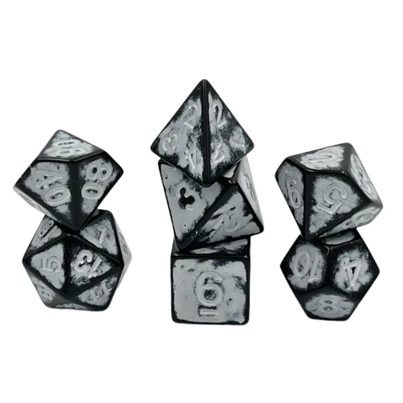7-teiliges RPG Würfelset Ancient: Dark Knight White