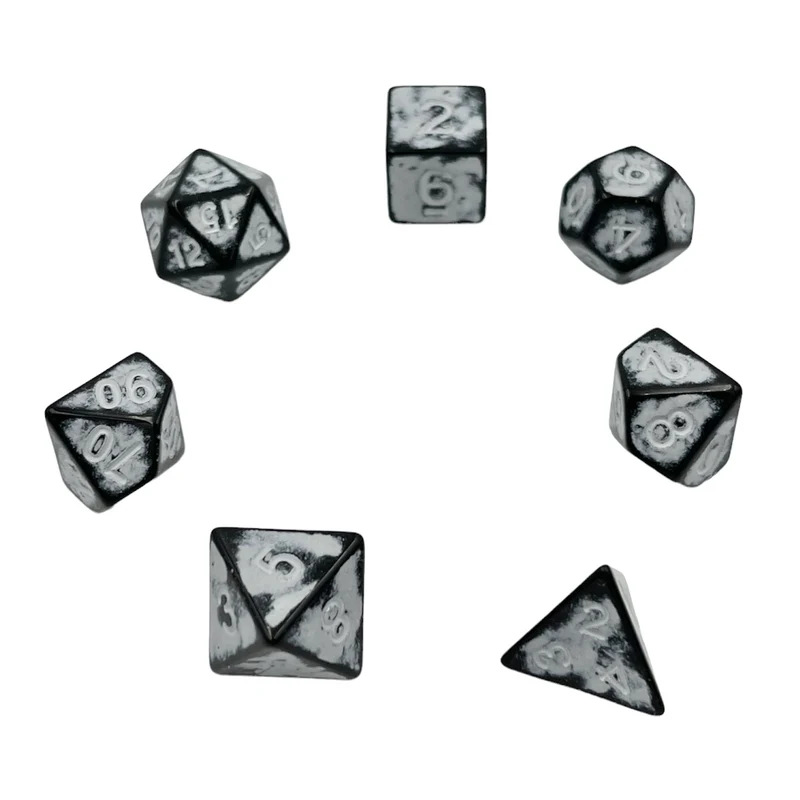 7-teiliges RPG Würfelset Ancient: Dark Knight White