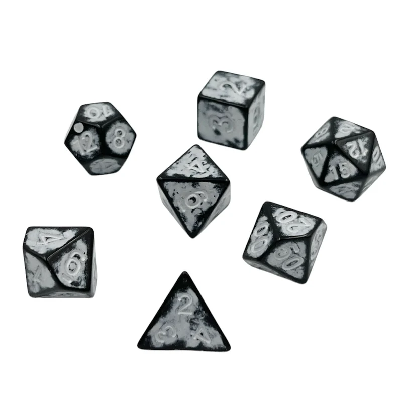 7-teiliges RPG Würfelset Ancient: Dark Knight White