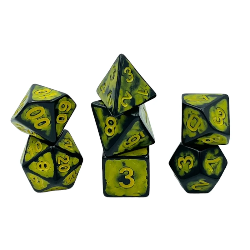 7-teiliges RPG Würfelset Ancient: Dark Knight Yellow