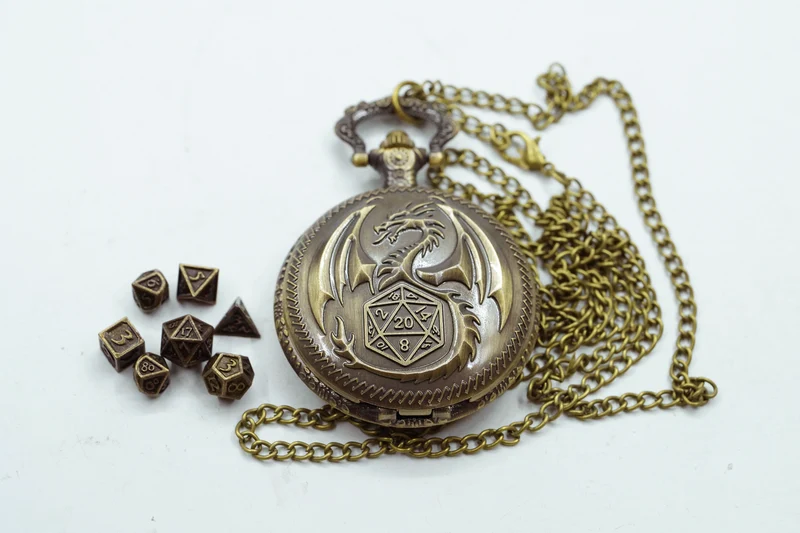 Drachen Amulett mit Mini-Würfelset