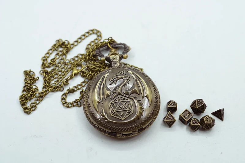 Drachen Amulett mit Mini-Würfelset