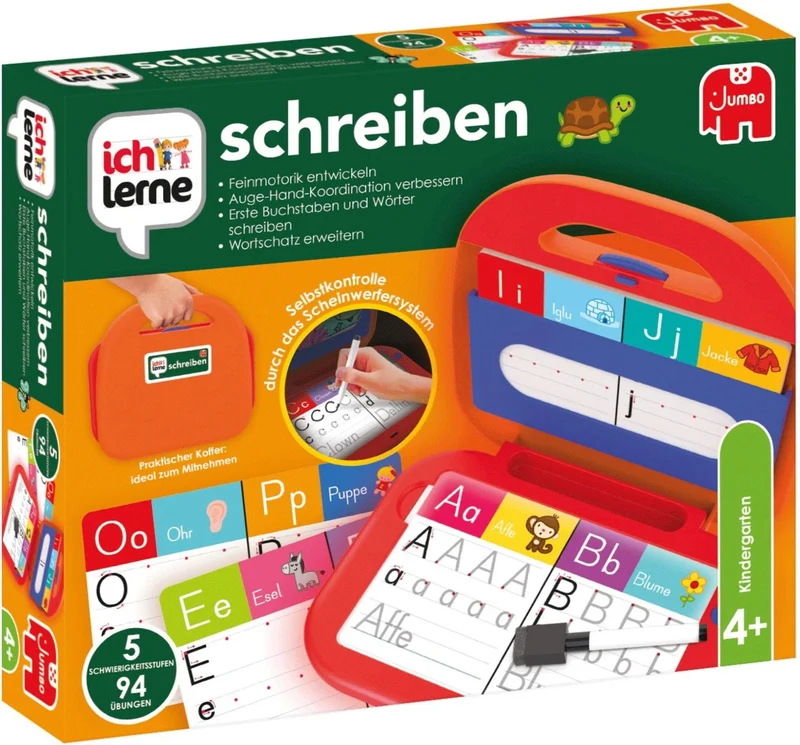 Ich lerne Schreiben – Jumbo Lernspiel mit Lichtplatte & Übungskarten