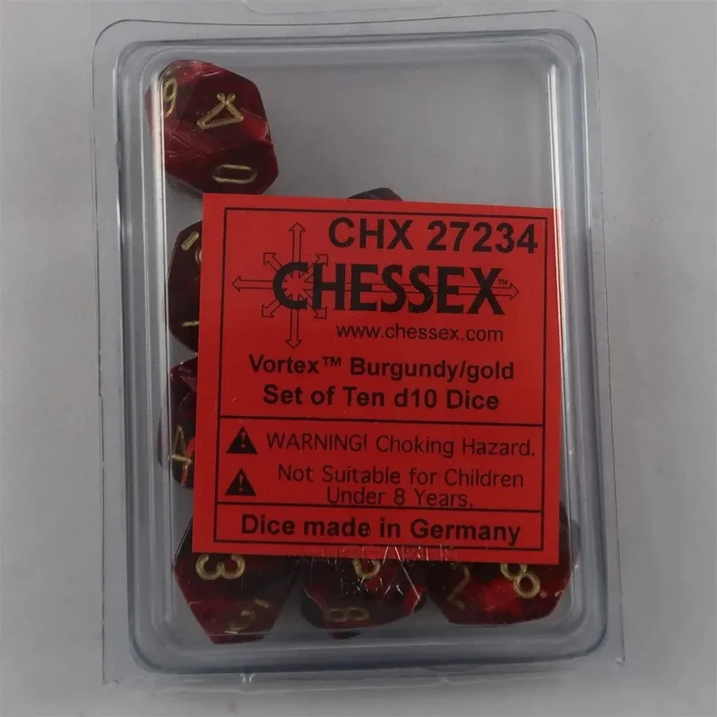 Chessex Vortex Burgundy/Gold 10 x W10 Set