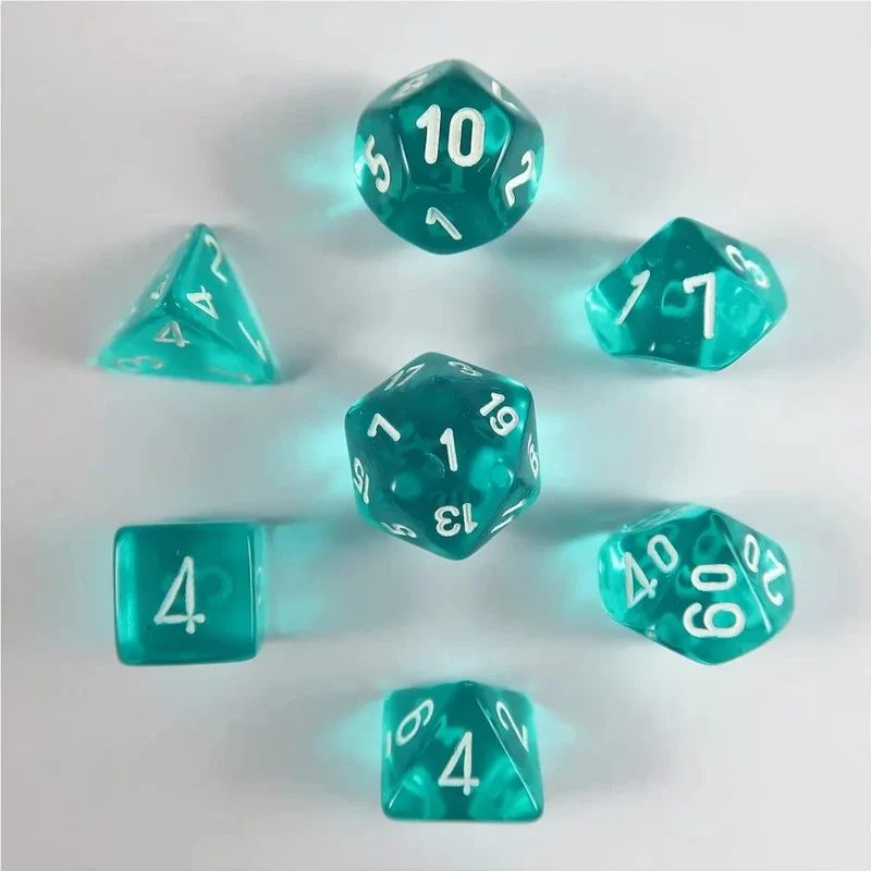 Chessex Translucent Teal/white Mini-Würfelset