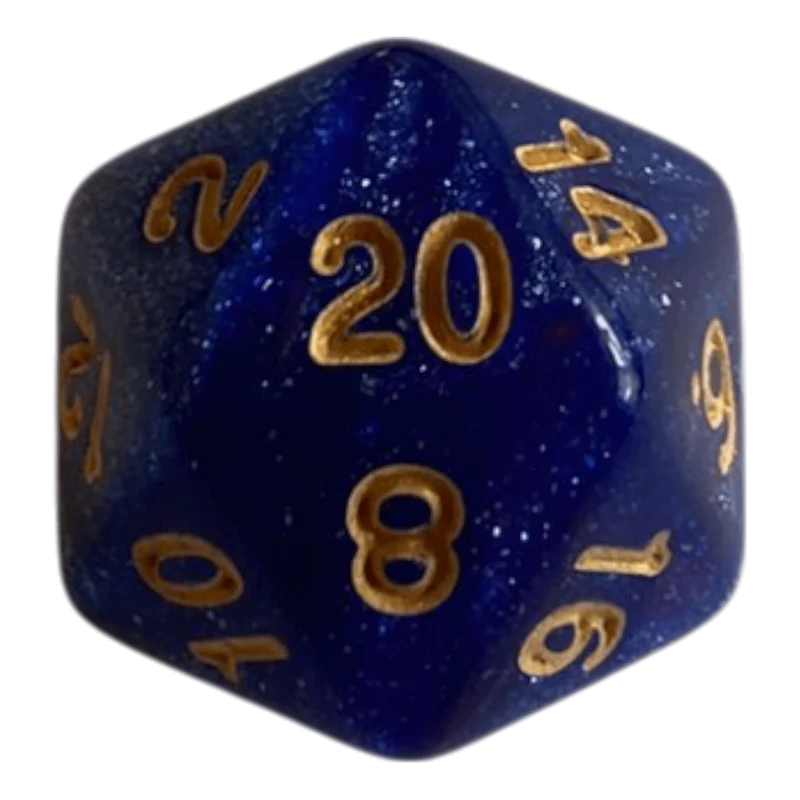 W20 Glitzerwürfel in Blau/Rot