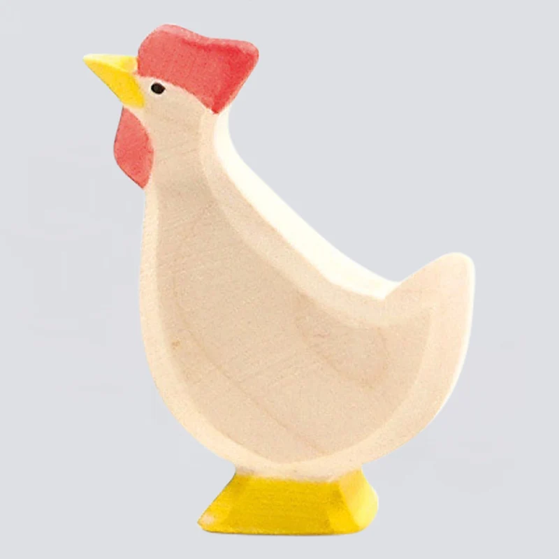Ostheimer Holzfigur Huhn weiß Kopf hoch