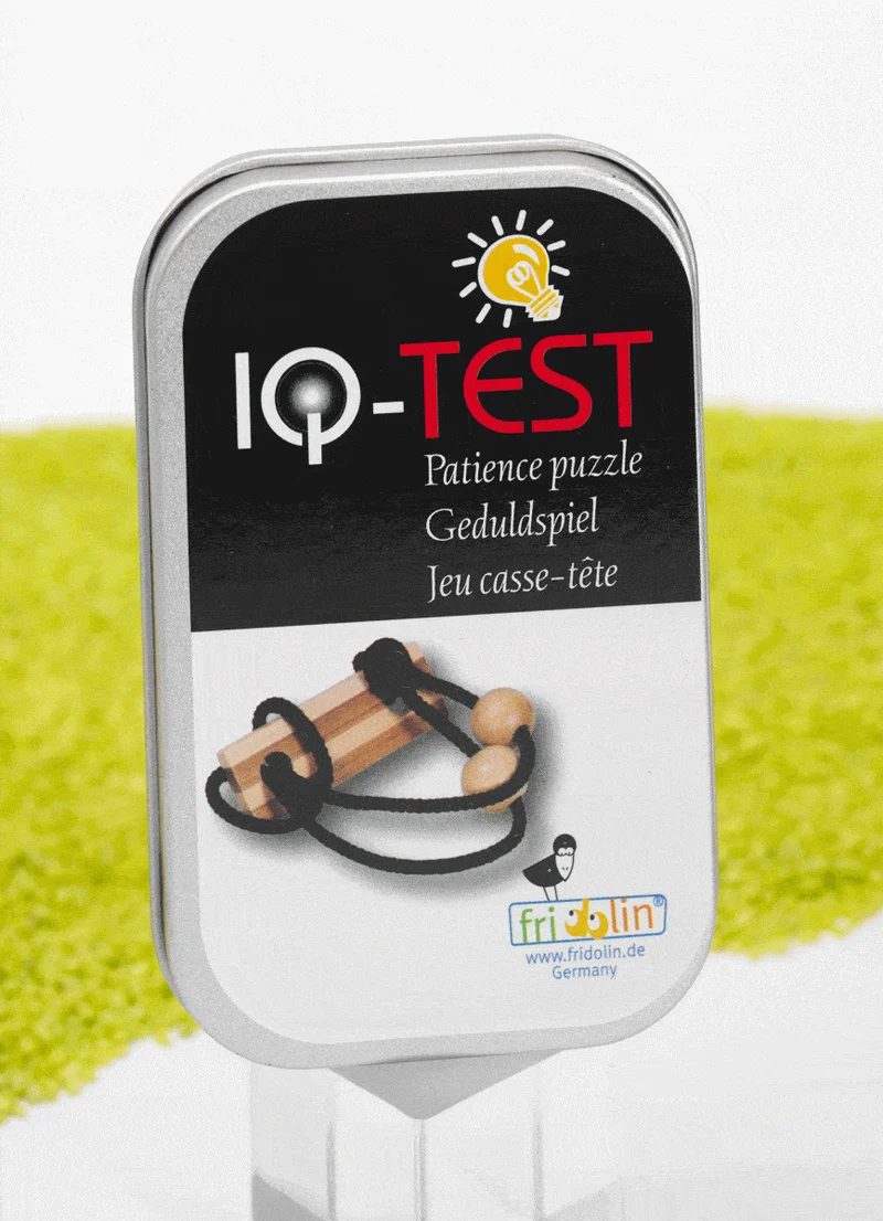 Geschicklichkeitsspiel - IQ-Test in der Dose: Bambus Schnurr-Puzzle Schwarz