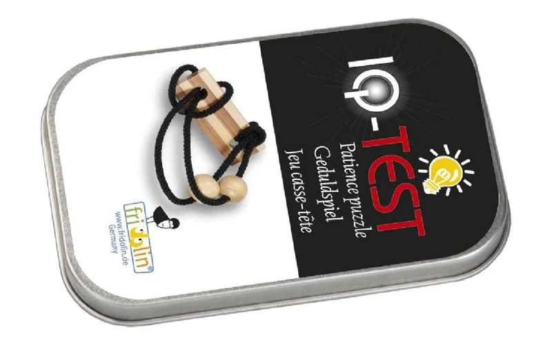 Geschicklichkeitsspiel - IQ-Test in der Dose: Bambus Schnurr-Puzzle Schwarz