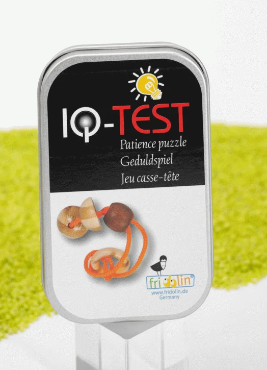 Geschicklichkeitsspiel - IQ-Test in der Dose, Bambus Schnurr-Puzzle Orange