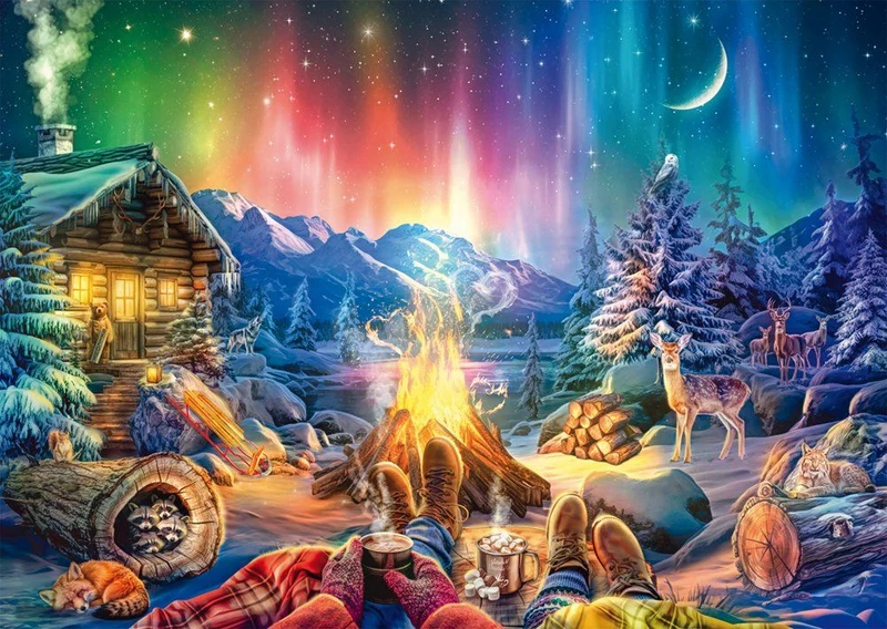 Lagerfeuerromantik unterm Sternenhimmel – 1.000 Teile Premium-Puzzle