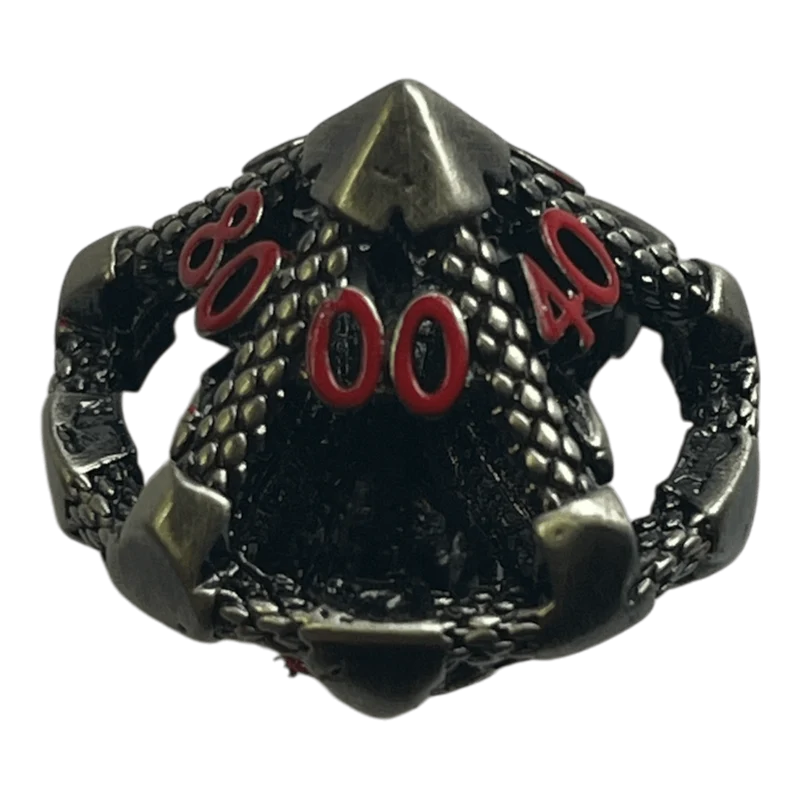 W10/0 Drachenwürfel (Nickel mit roten Nummern) - 18mm