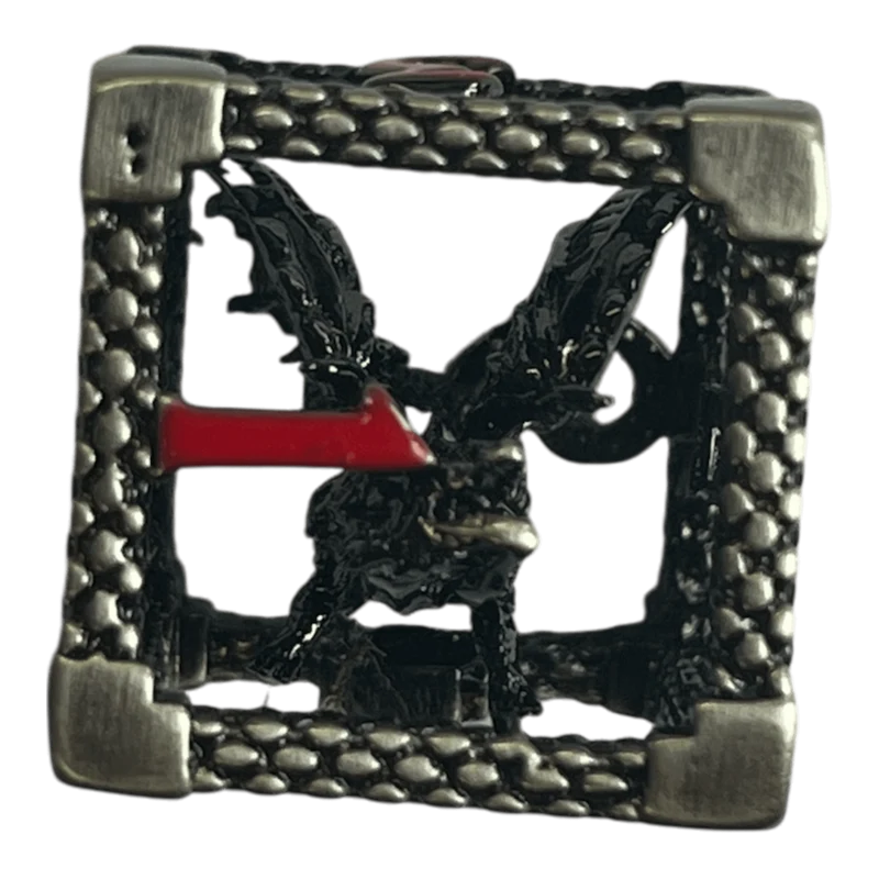 W6 Drachenwürfel (Nickel mit roten Nummern) - 18mm