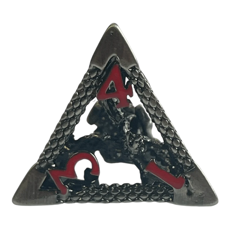 W4 Drachenwürfel (Nickel mit roten Nummern) - 18mm