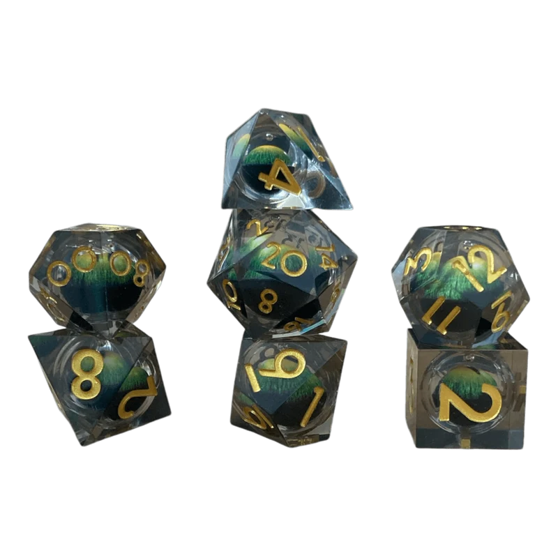 Drachenaugen-Würfel grün Set