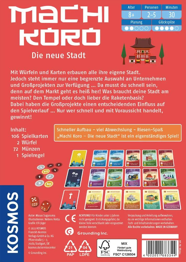 Machi Koro die neue Stadt - Das beste Kartenspiel für Monopoly-Fans