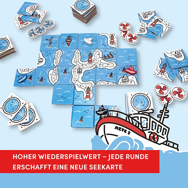Leuchtturm voraus! inkl. der Erweiterung Schiffe & Strände - Kooperatives Plättchenlege-Puzzle