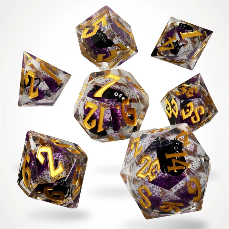 Cantrip Kittens: Amethyst Liquid Core RPG Dice Set, deutsch