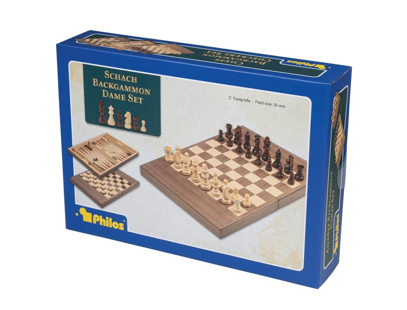 Schach Backgammon Dame Set ab 6 Jahren – Philos