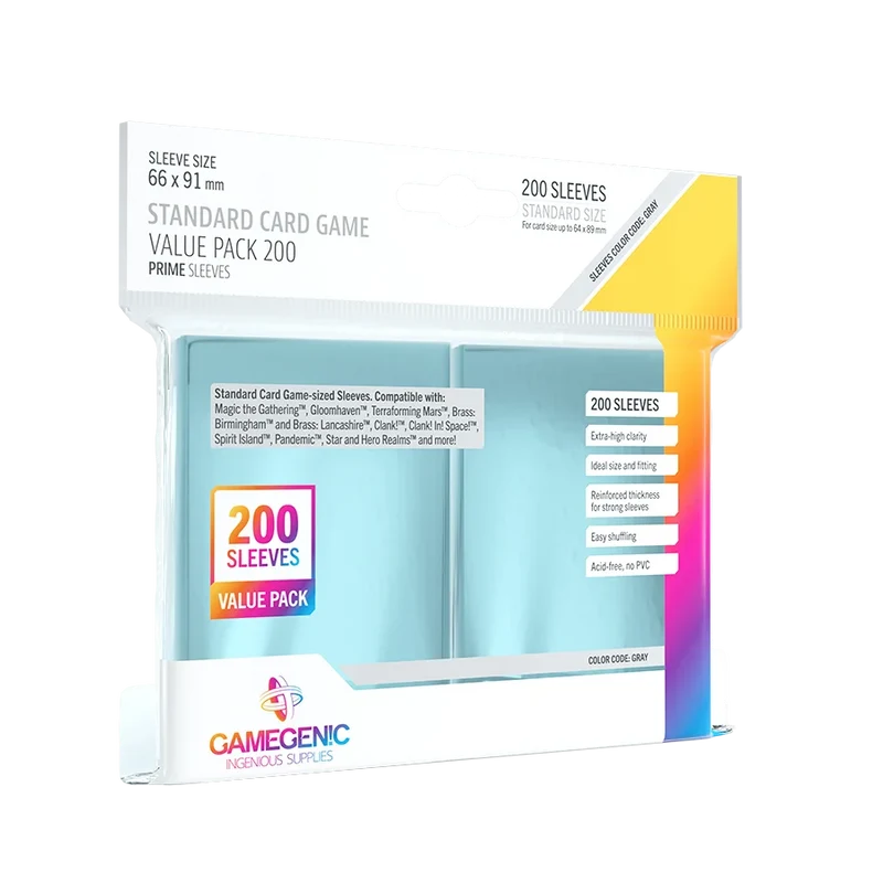 PRIME Standard Card Game Sleeves Clear - Value Pack mit 200 Stück