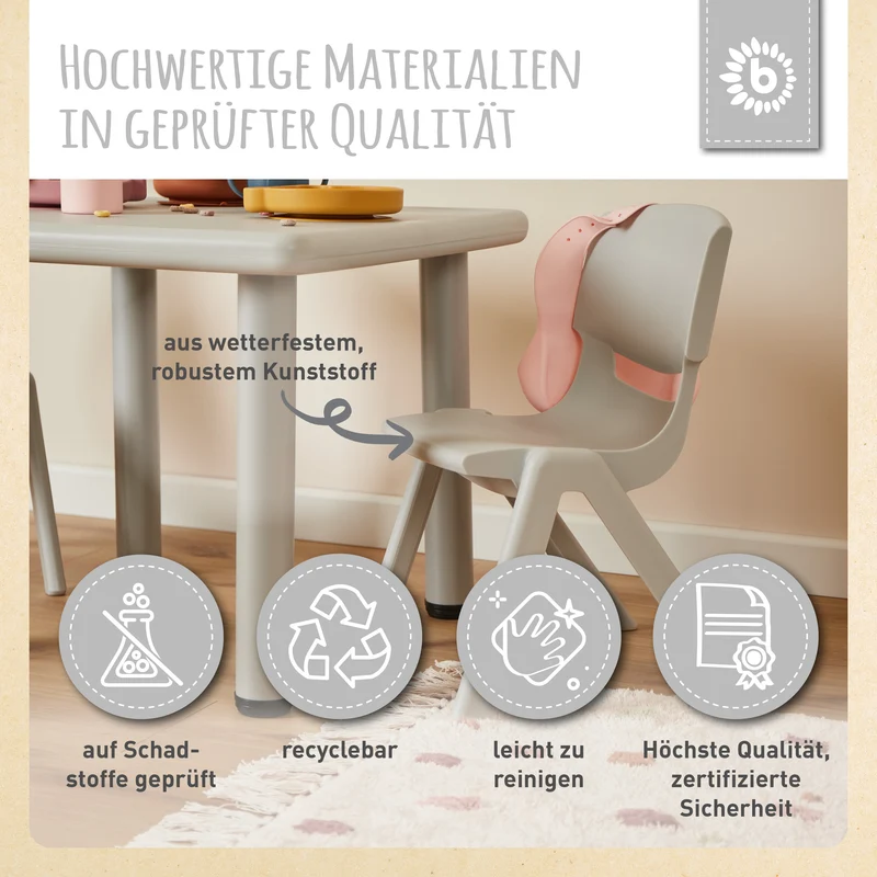 2x Kindertisch Silver & 4x Kinderstuhl Silver